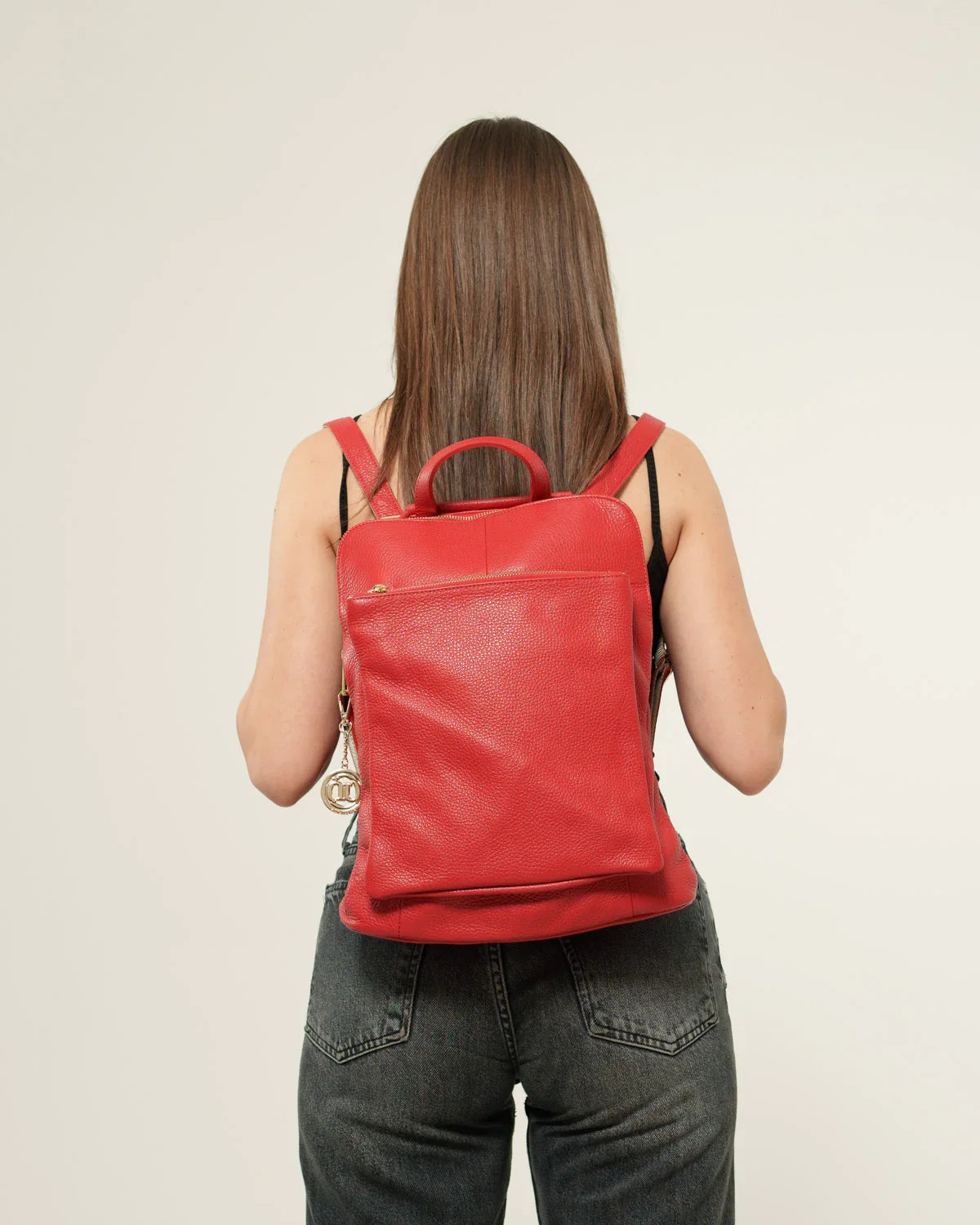 Zaino Donna Rosalba Vera pelle Rosso Capiente Compatto