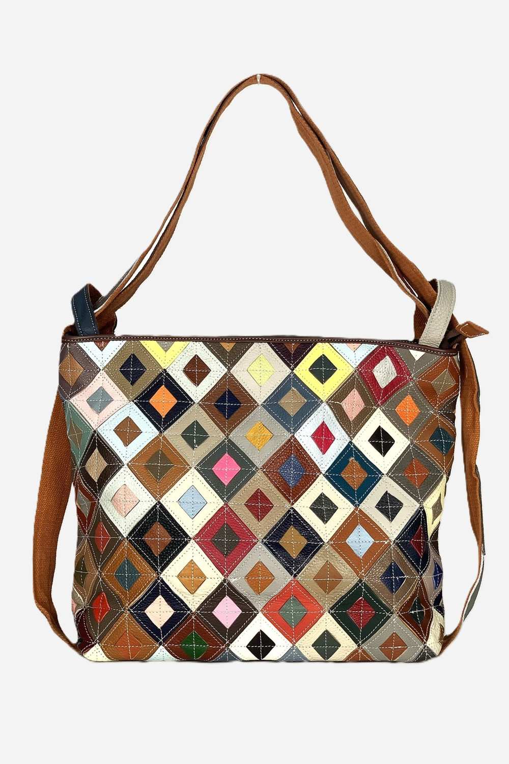 Borsa a spalla e zaino Donna VENUSIA | Pelle Patchwork Multicolor