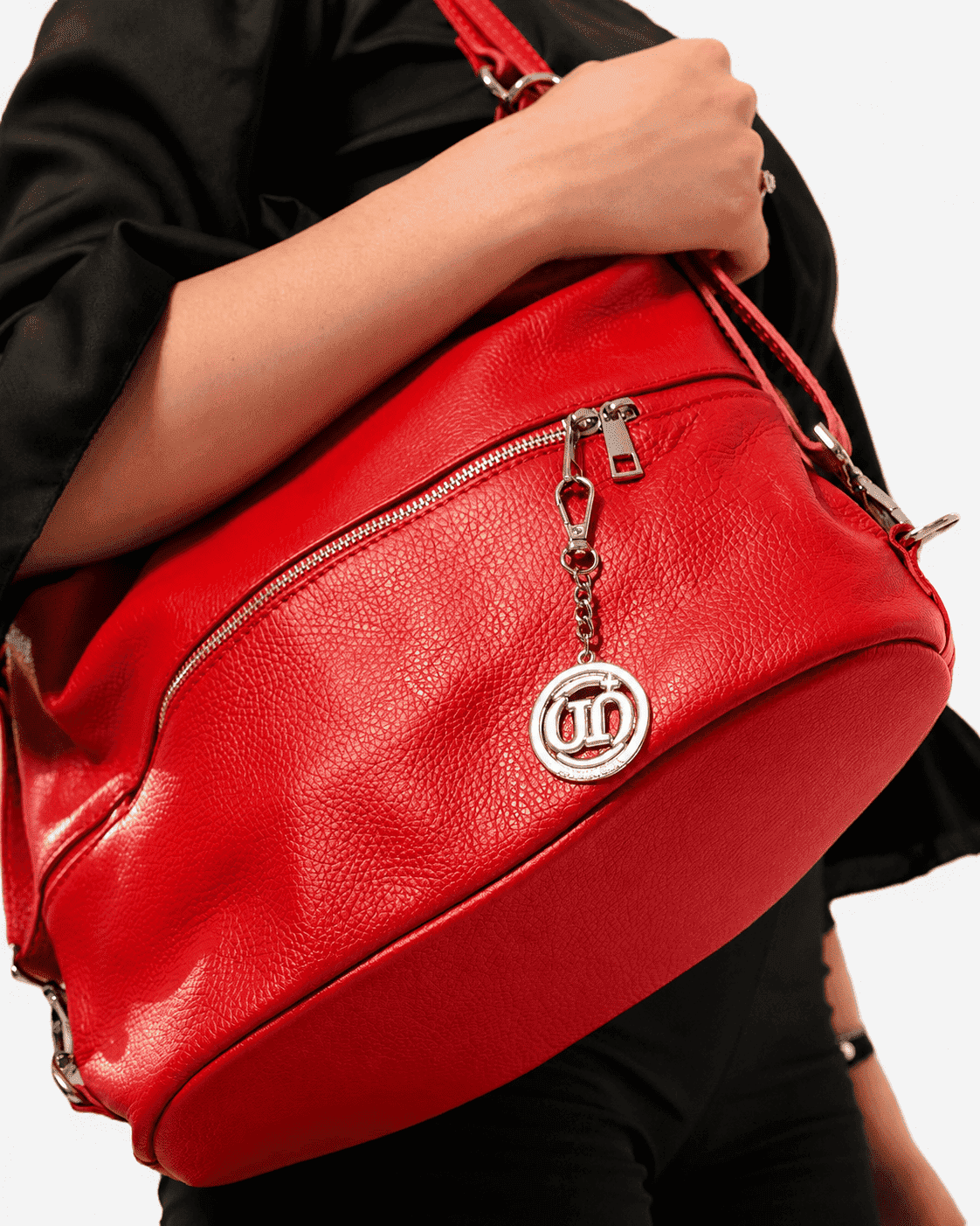 Borsa Donna MONIA in Vera Pelle Rosso | 3 in 1 Spalla Tracolla Zaino