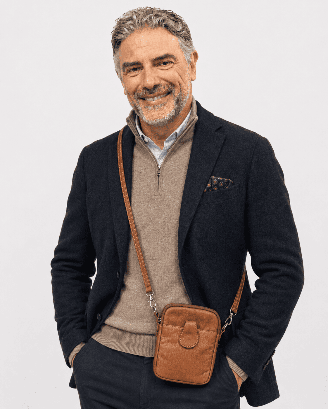 Attilio Brown Small Leather Sports Men's Shoulder Bag