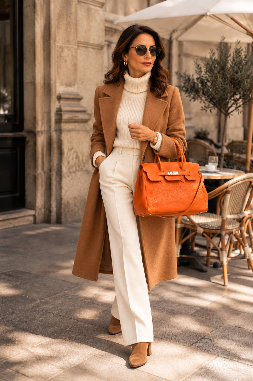 Borsa donna LUNA in vera pelle arancione