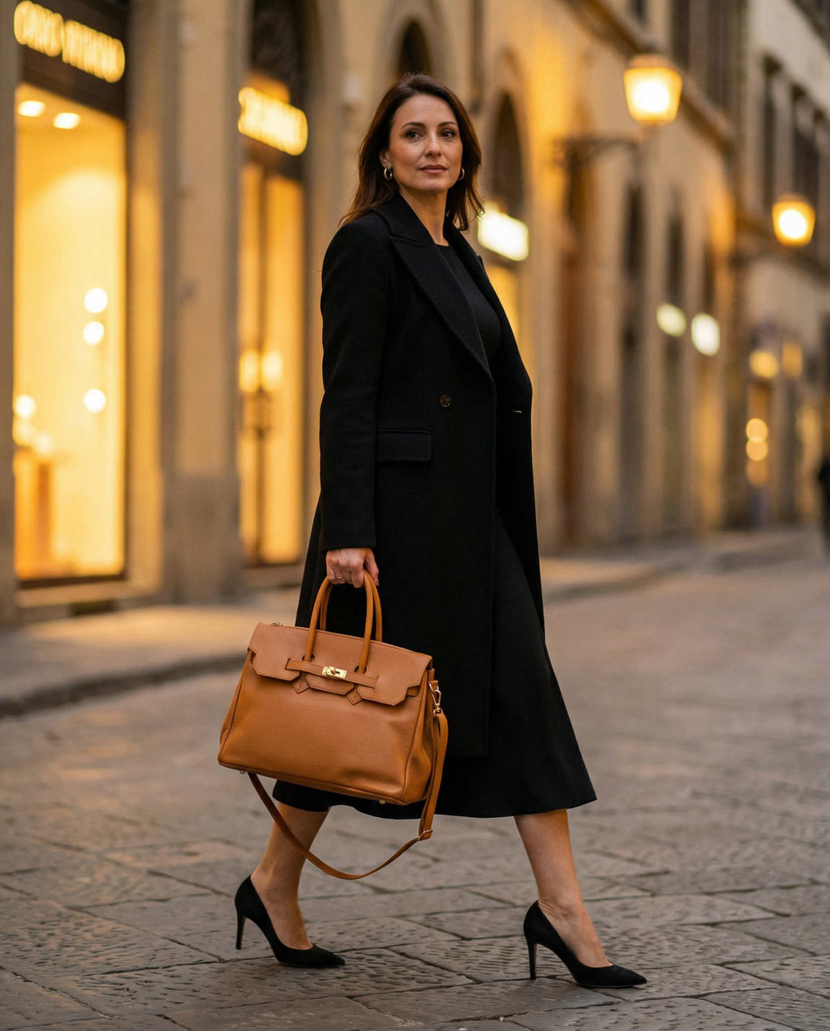 Borsa donna LUNA in vera pelle cammello