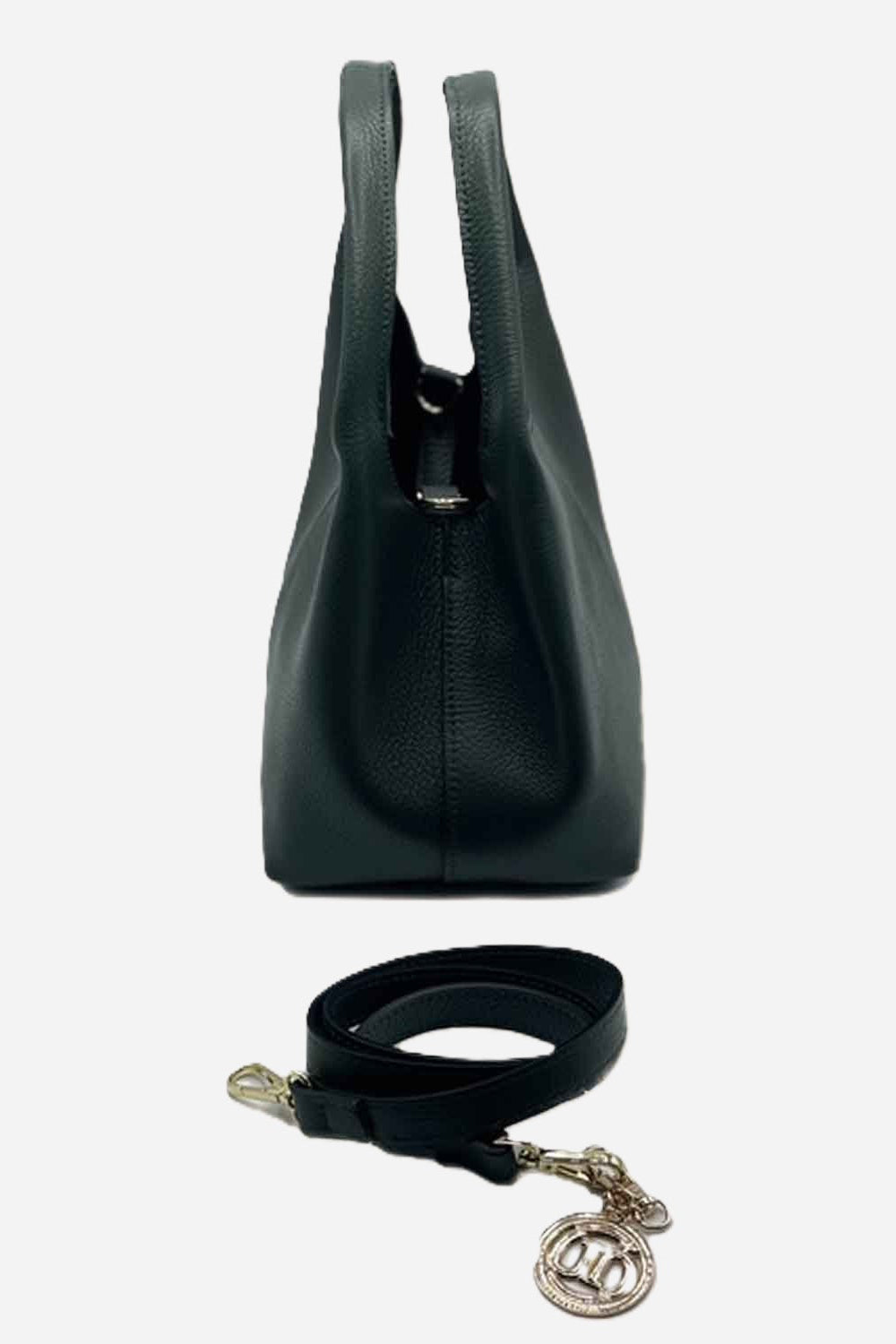 Borsa a Mano Donna Dominique in Pelle Dollaro Verde Bottiglia | Made in Italy