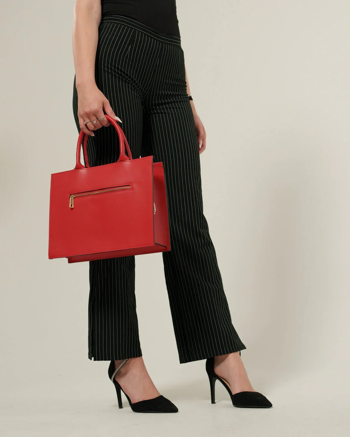 Borsa spalla o a mano donna Ada in vera pelle Rosso con zip - Alidiluna