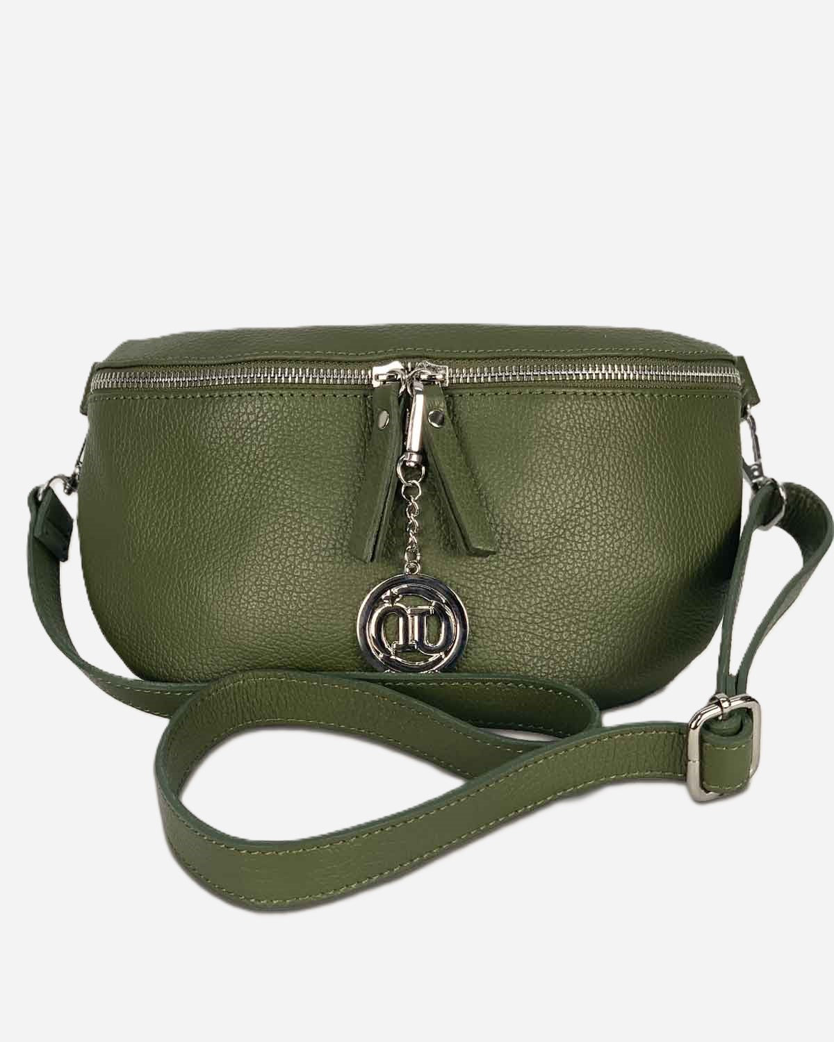 Marsupio Donna EMMA in Vera Pelle Verde Militare | Made in Italy