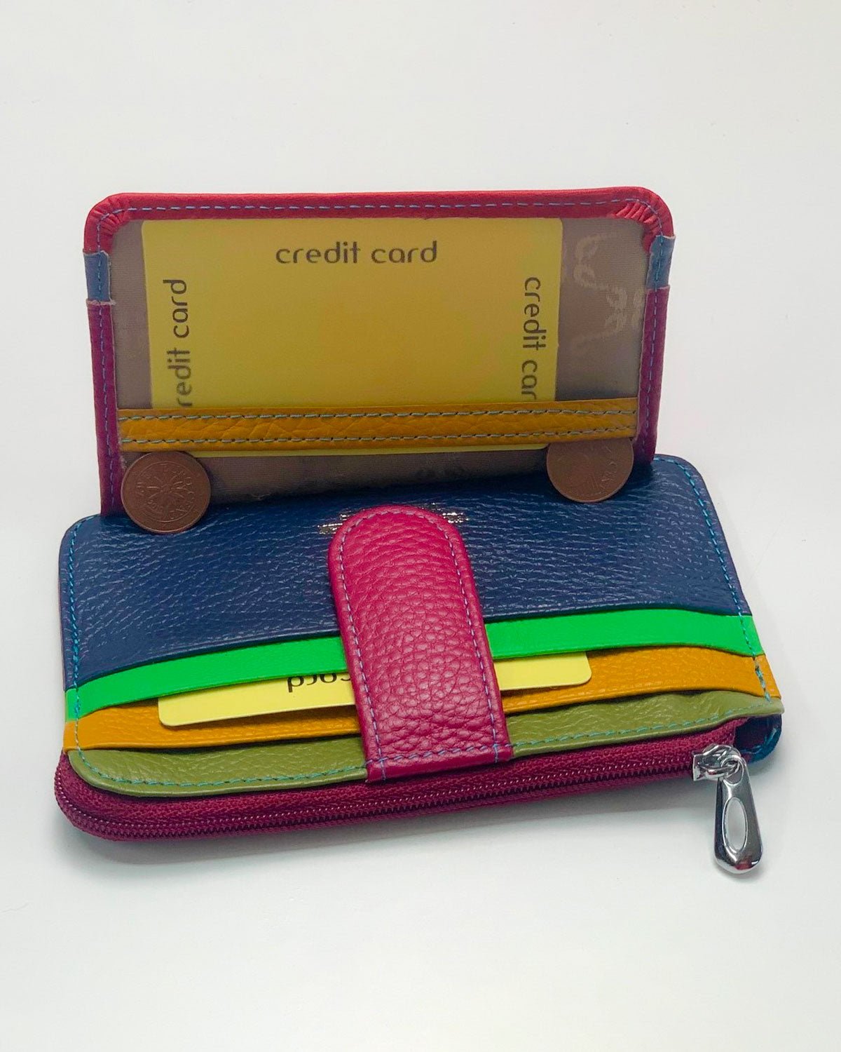 Porta carte portamonete Zeus uomo in pelle Ciclamino multicolore - Alidiluna