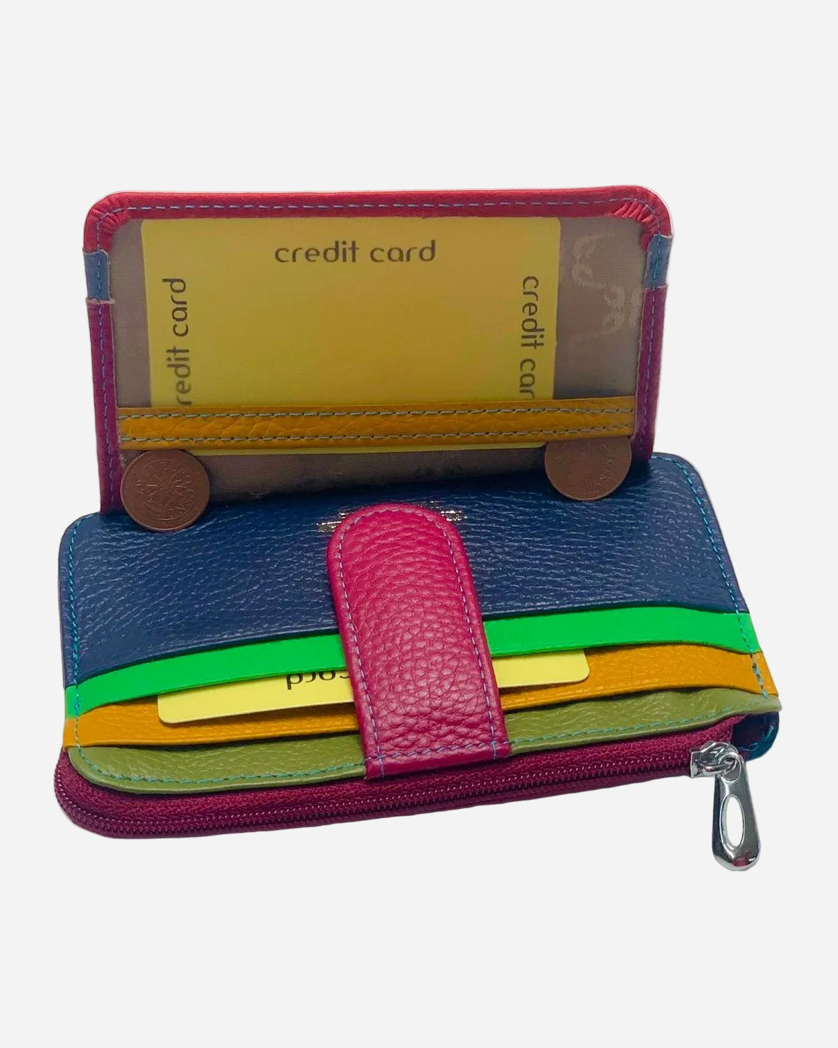 Porta carte portamonete Zeus uomo in pelle Ciclamino multicolore - Alidiluna