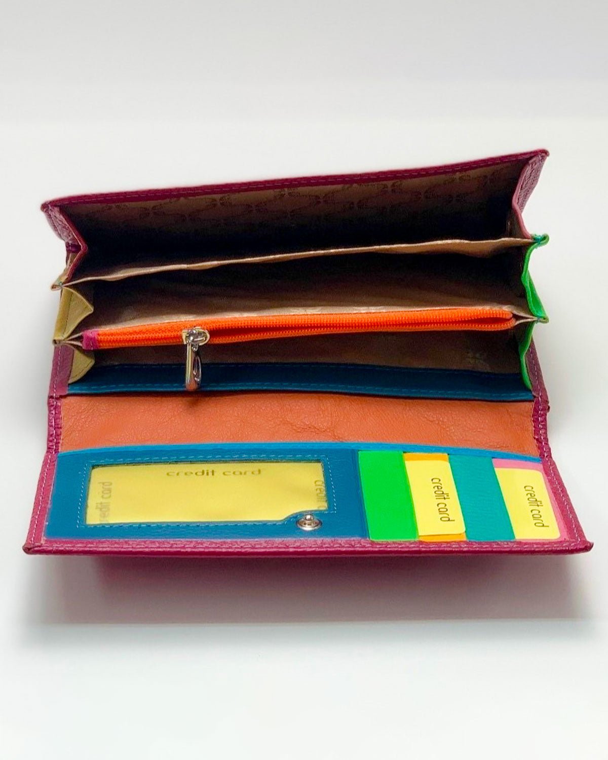 Portafoglio Portamonete Porta Carte donna Athena in vera pelle artigianale Ciclamino - Alidiluna