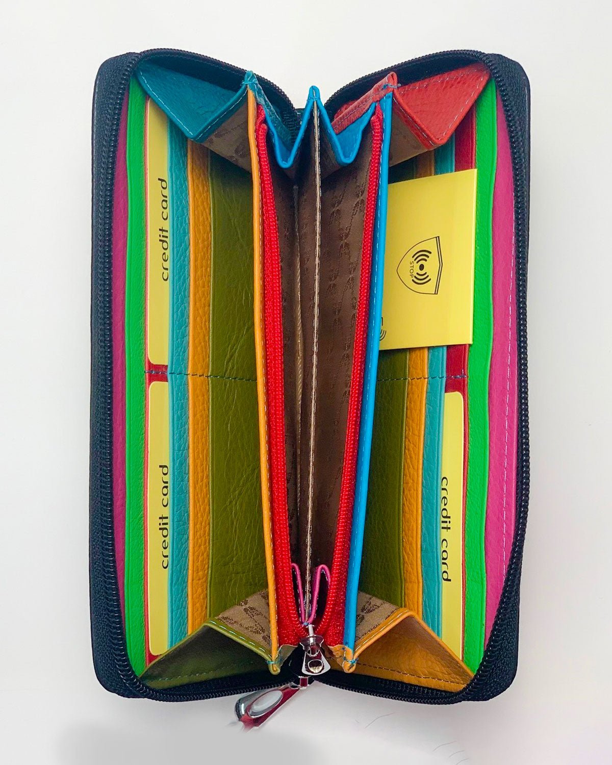 Portafoglio Portamonete Porta Carte donna Nefertari in vera pelle artigianale Nero made in italy - Alidiluna