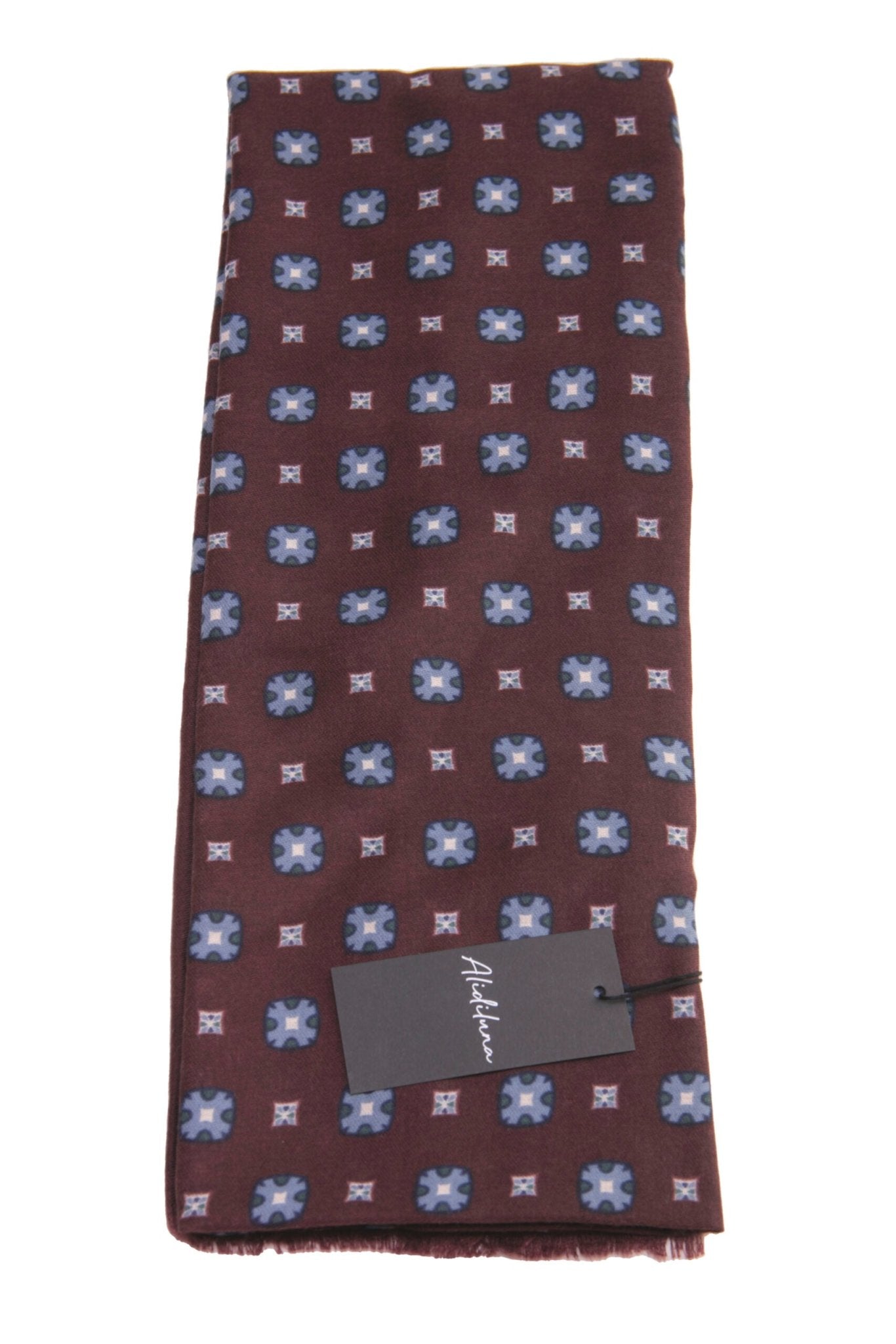 Sciarpa, foulard, Pashmina Uomo/Donna in Acrilico e Lana Bordeaux con Motivo Geometrico Multicolore - Alidiluna