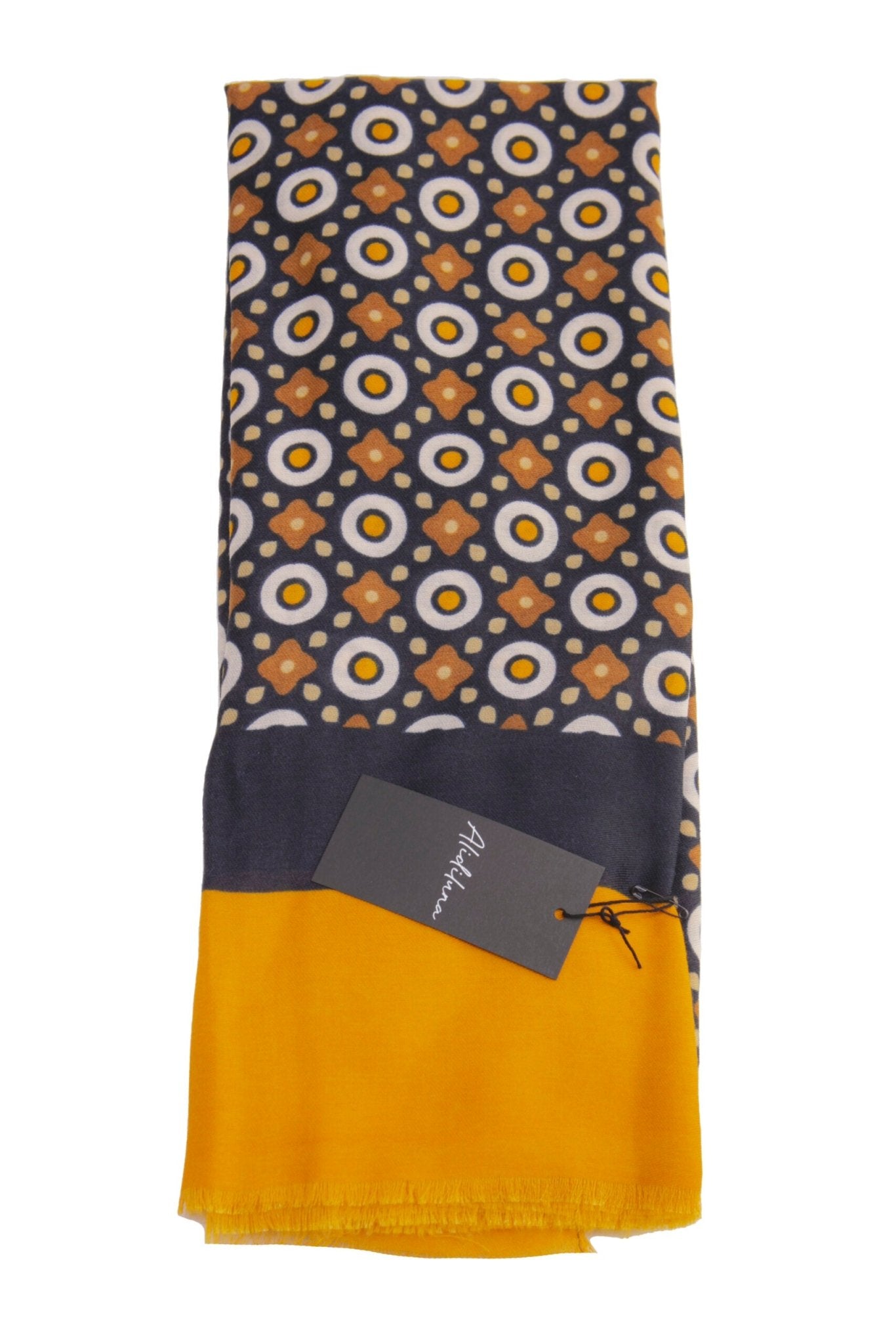 Sciarpa, foulard, Pashmina Uomo/Donna in Lana e Acrilico Blu con motivi geometrici multicolore - Alidiluna