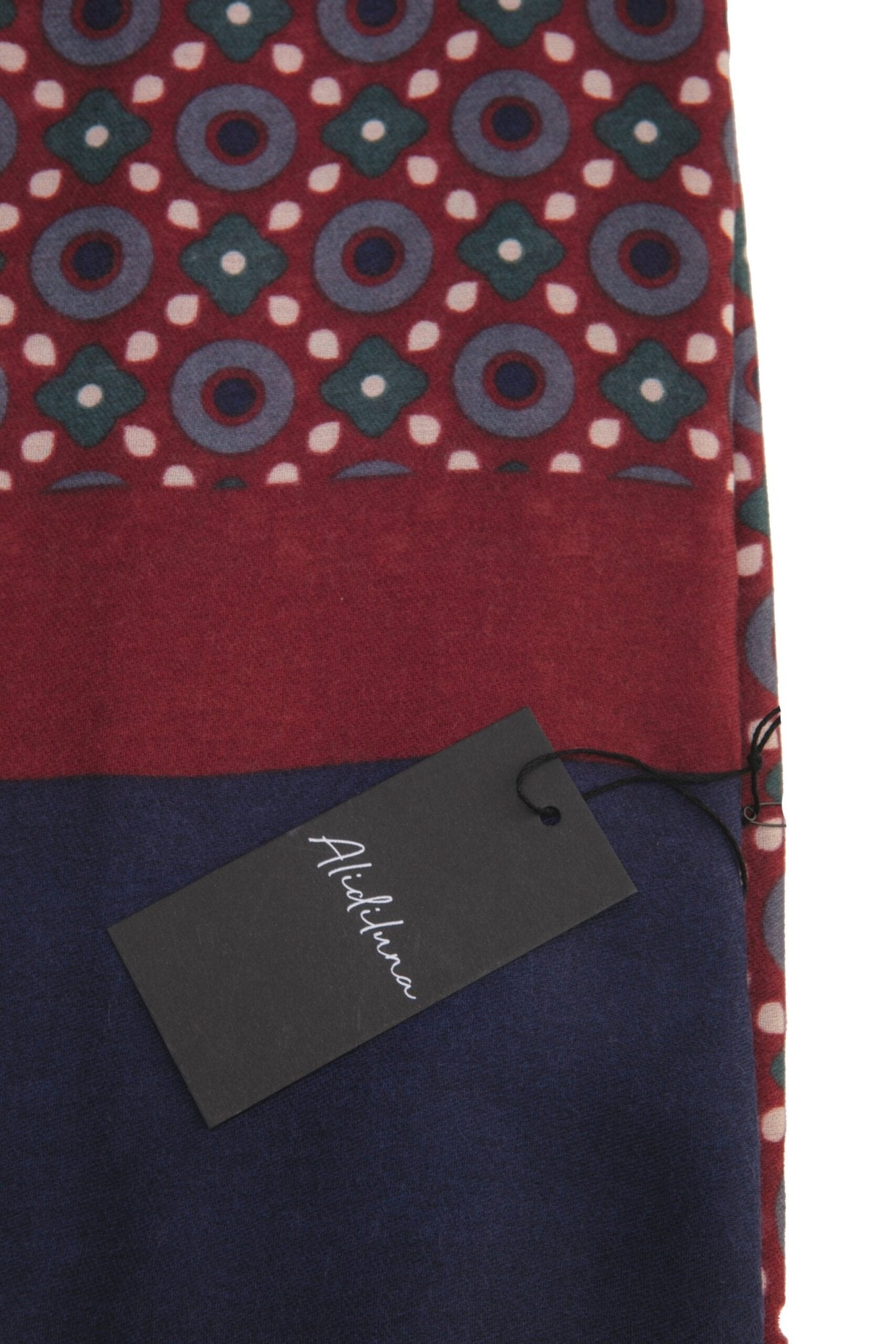 Sciarpa, foulard, Pashmina Uomo/Donna in Lana e Acrilico Bordeaux Blu motivi geometrici multicolore - Alidiluna