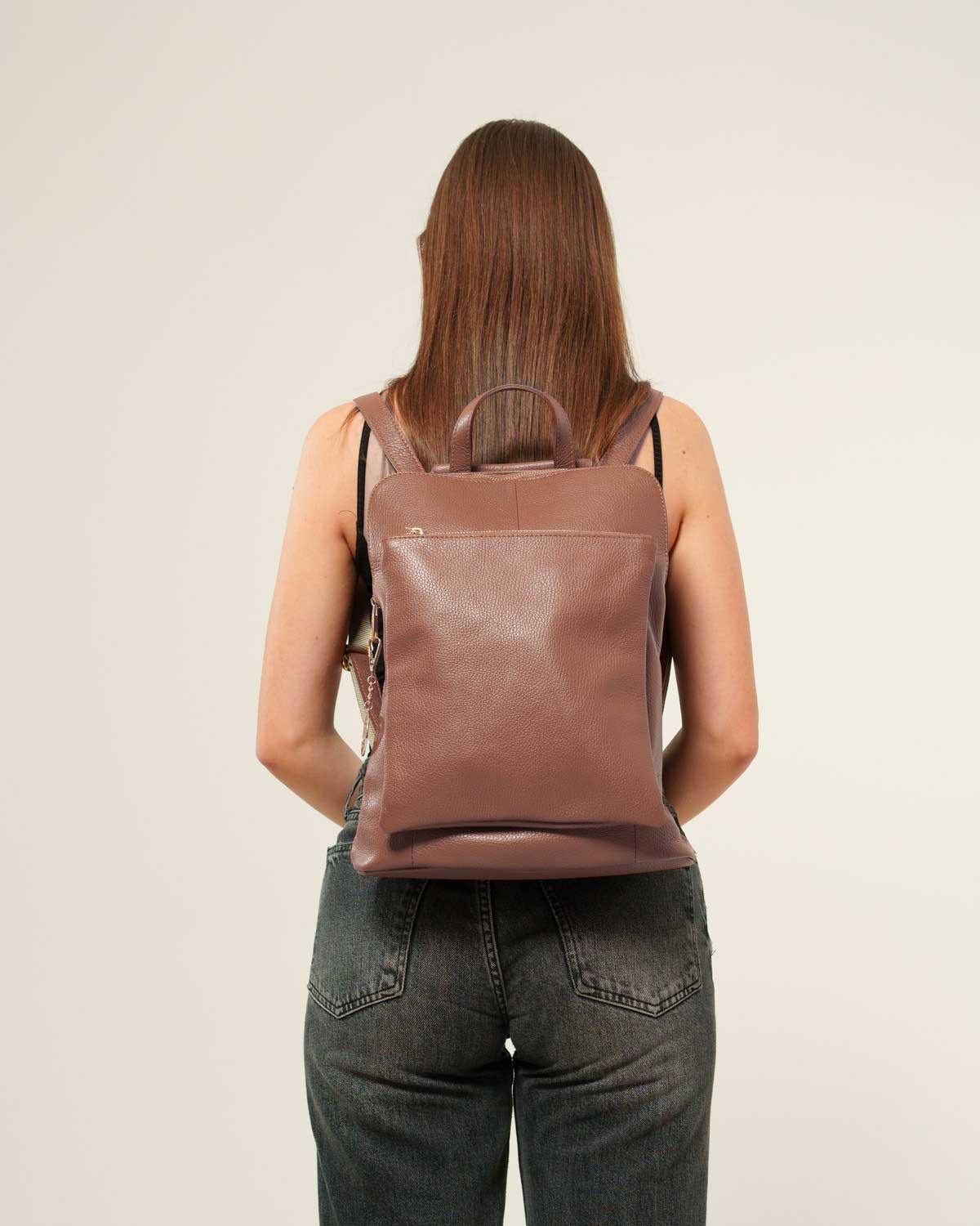 Zaino Donna Cinzia Vera Pelle Marrone Elegante Pratico - Alidiluna