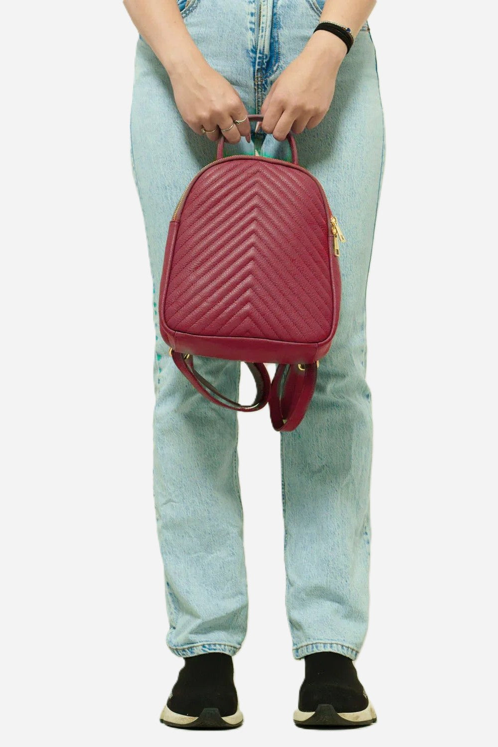 Cinzia Women's Backpack Genuine Leather Red Elegant Practical