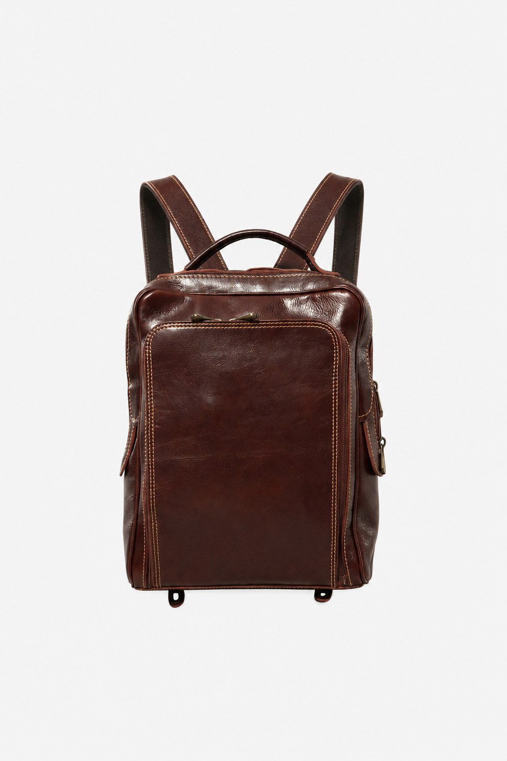 Maria Elena women's backpack in genuine dark brown leather with laptop compartment