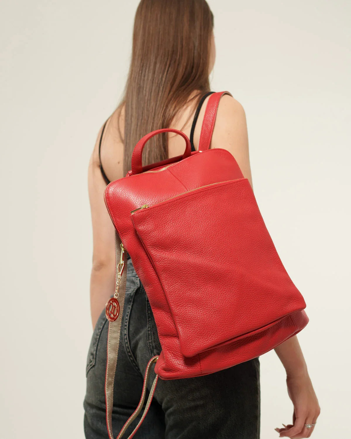 Zaino Donna Rosalba Vera pelle Rosso Capiente Compatto