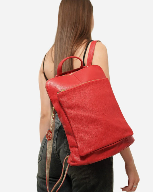 Zaino Donna Rosalba Vera Pelle Rossa Porta Laptop | Made in Italy