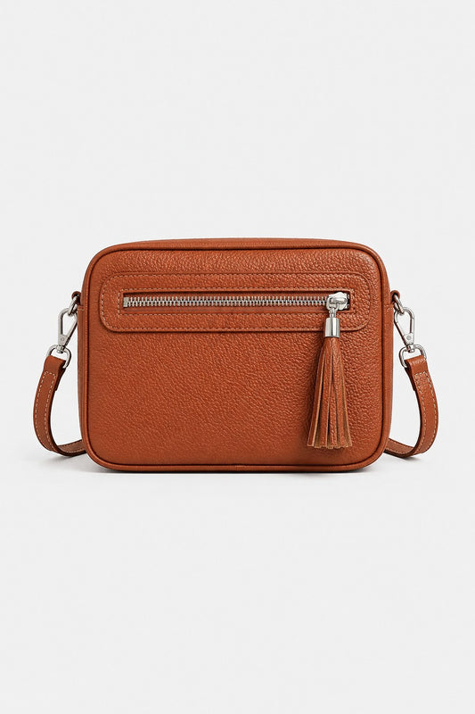 Borsa a Spalla Donna Alessia in Vera Pelle Cognac | Made in Italy