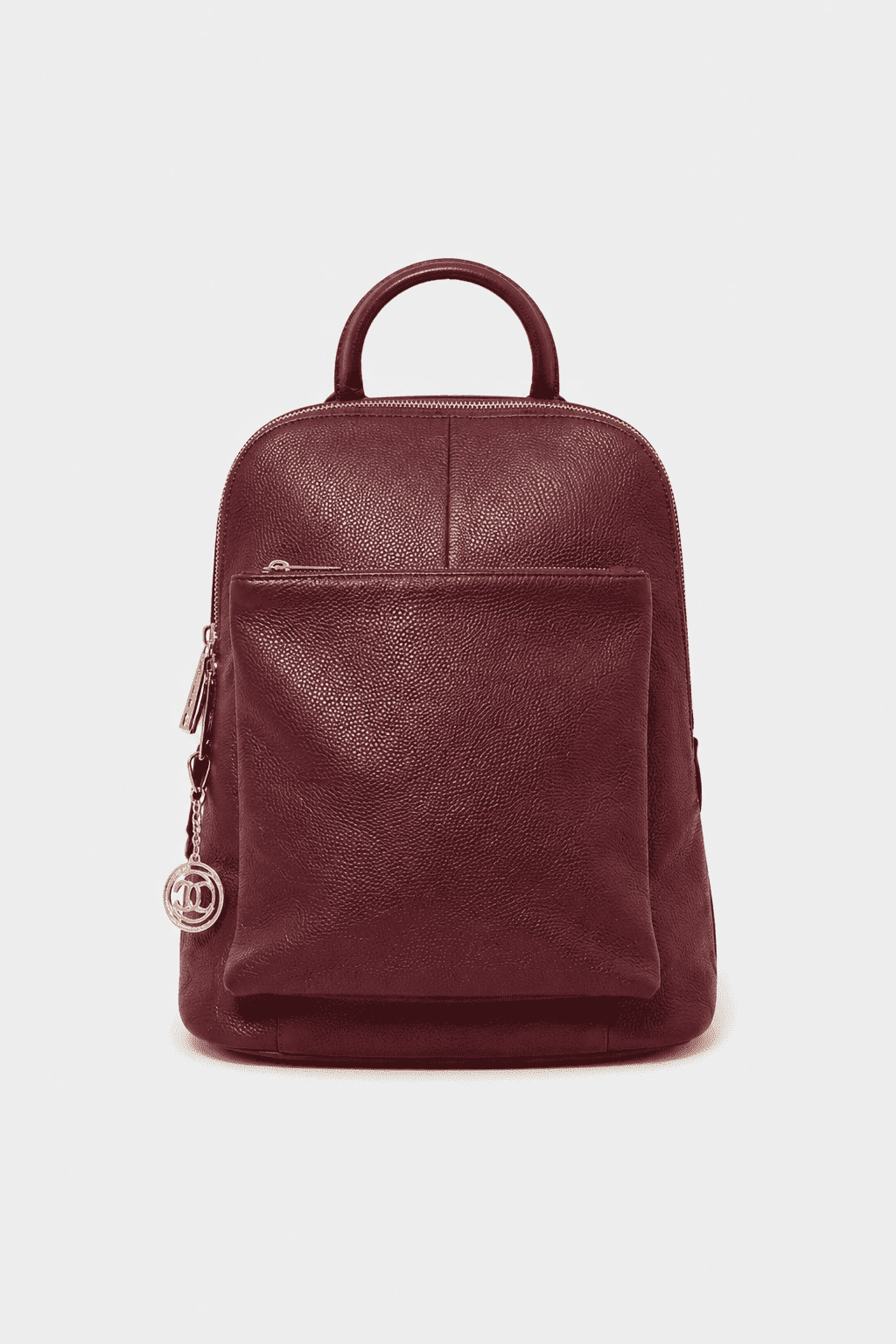 Cristina women's backpack in genuine wine-colored leather with zip pockets 
