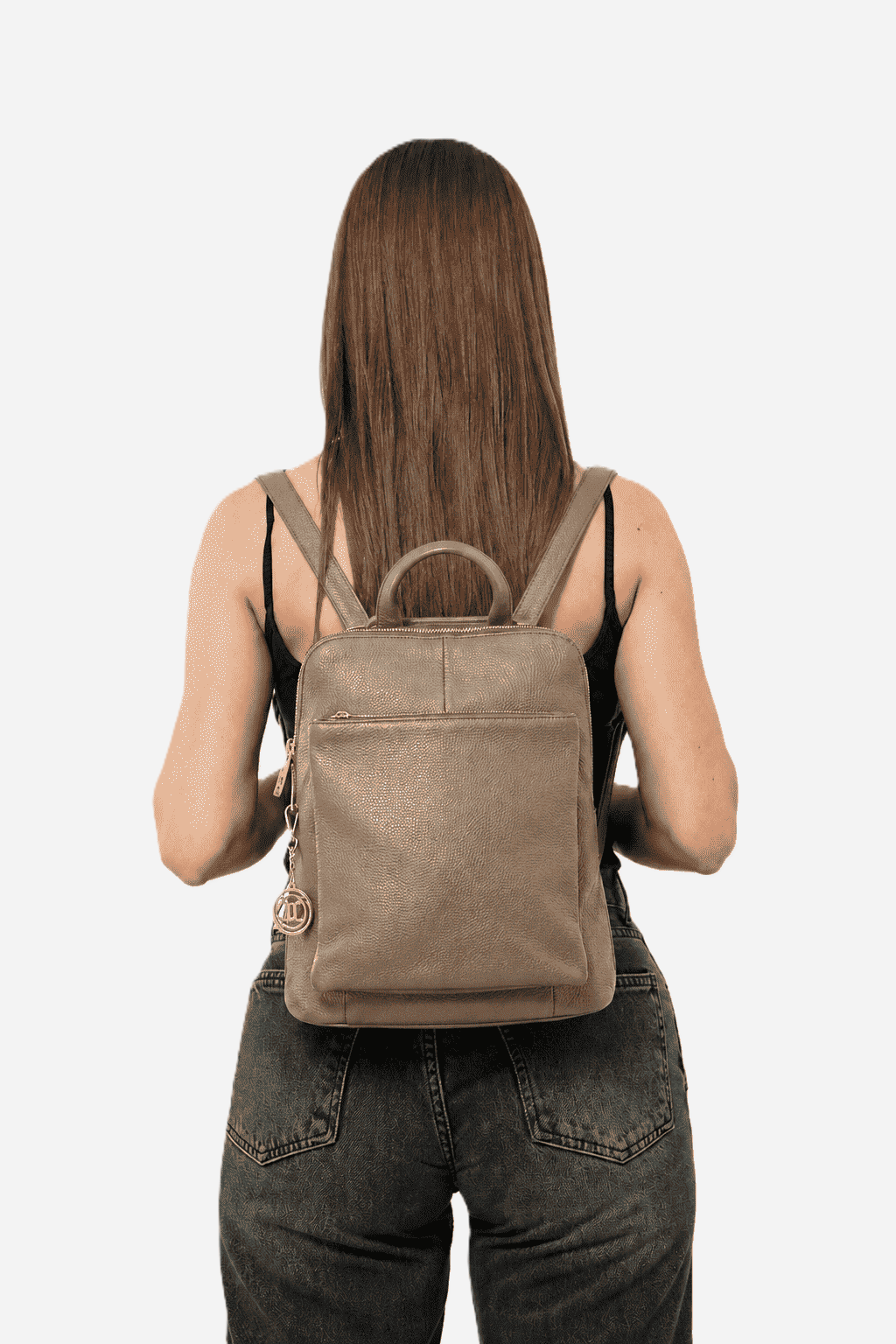 Cristina women's backpack in genuine mud leather with zip pockets