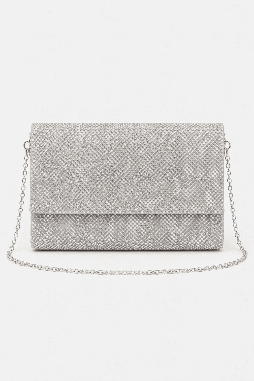 Sissi Women's Silver Shoulder Bag with Rhinestones and Chain Strap