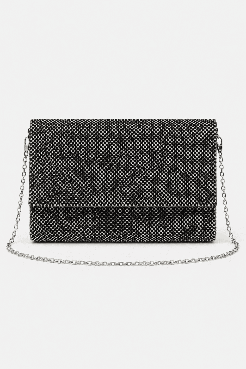 Sissi Black Women's Shoulder Bag with Rhinestones and Chain Strap 