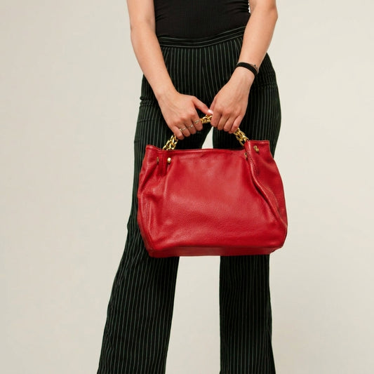 Borsa Spalla Donna Valentina in vera pelle Rosso