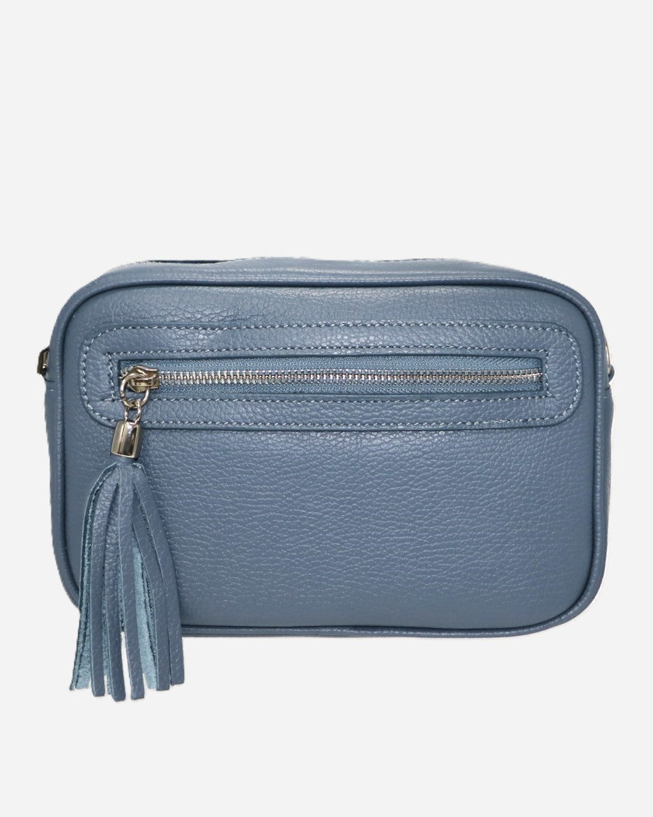 Borsa a Spalla Donna Alessia in Vera Pelle Ceruleo | Made in Italy