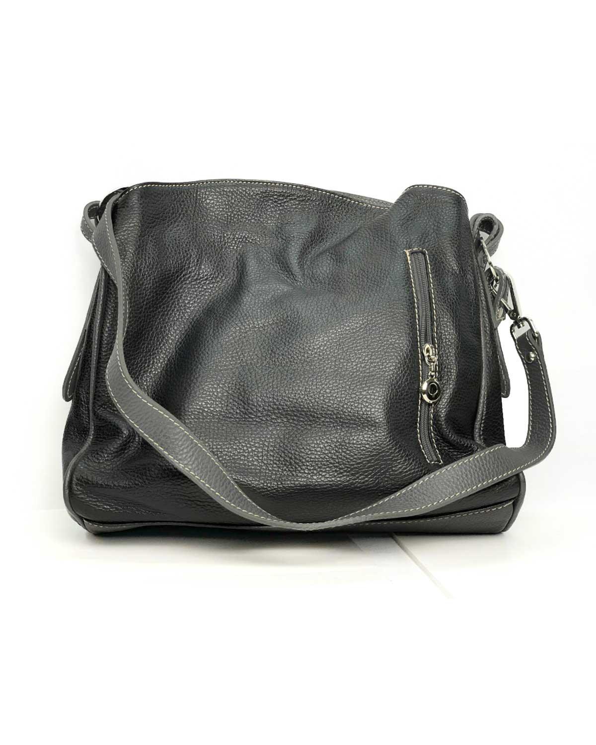 Borsa a spalla donna Maria Giulia in vera pelle made in italy - Nero - Alidiluna