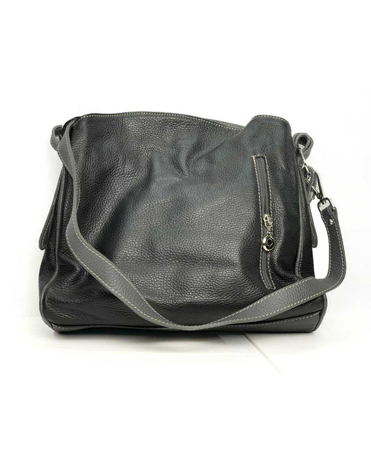 Borsa a spalla donna Maria Giulia in vera pelle made in italy - Nero - Alidiluna