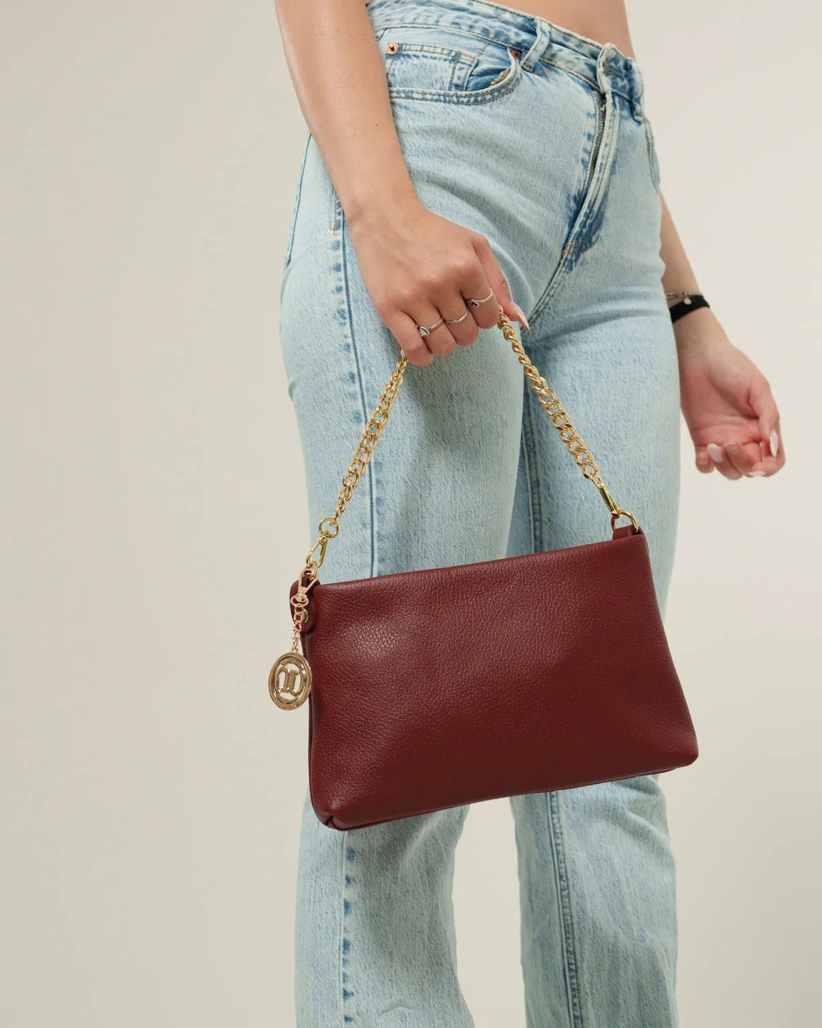 Borsa Donna Alessandra Vera Pelle Bordeaux Pochette - Alidiluna