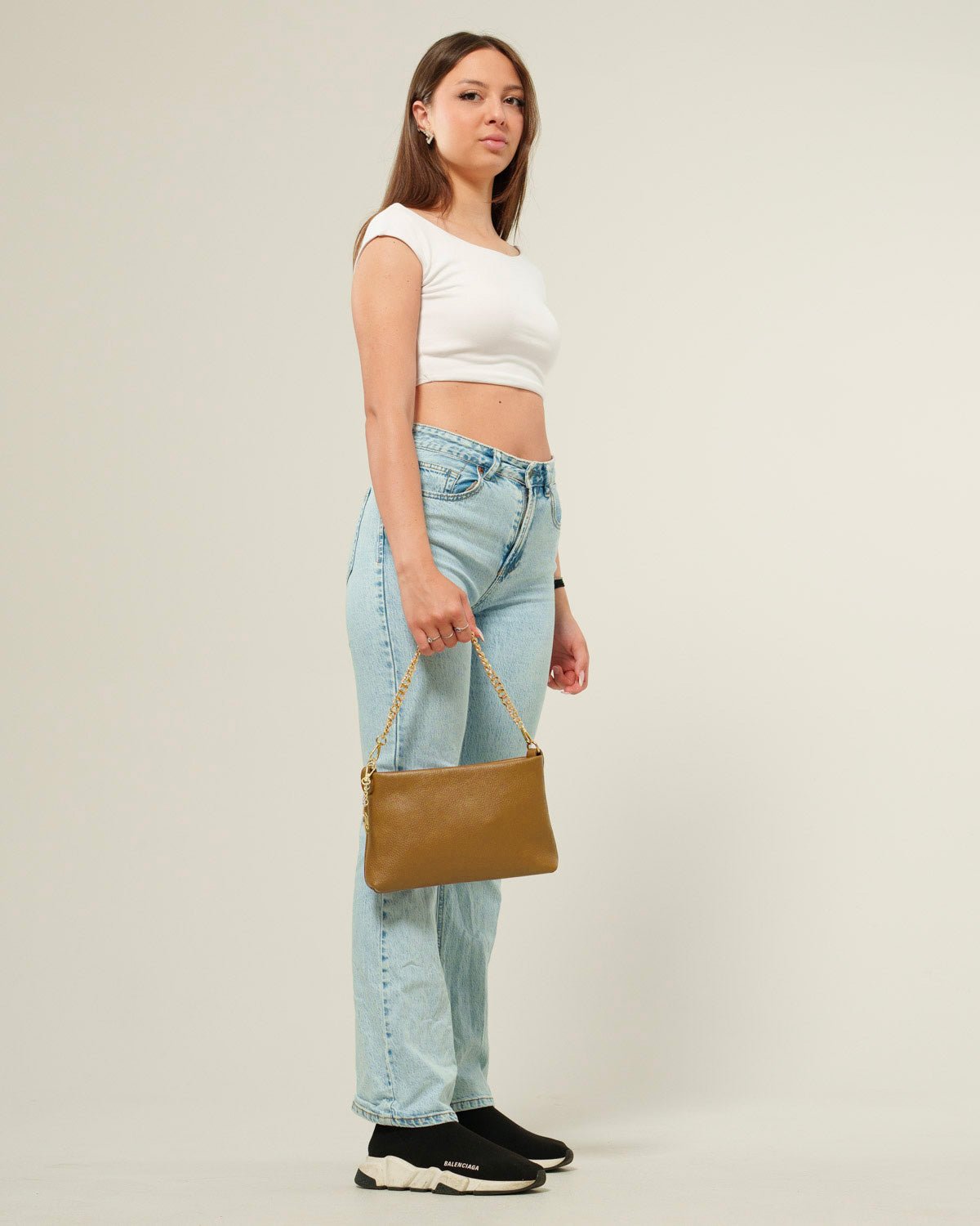 Borsa Donna Alessandra Vera pelle Marrone chiaro Pochette - Alidiluna