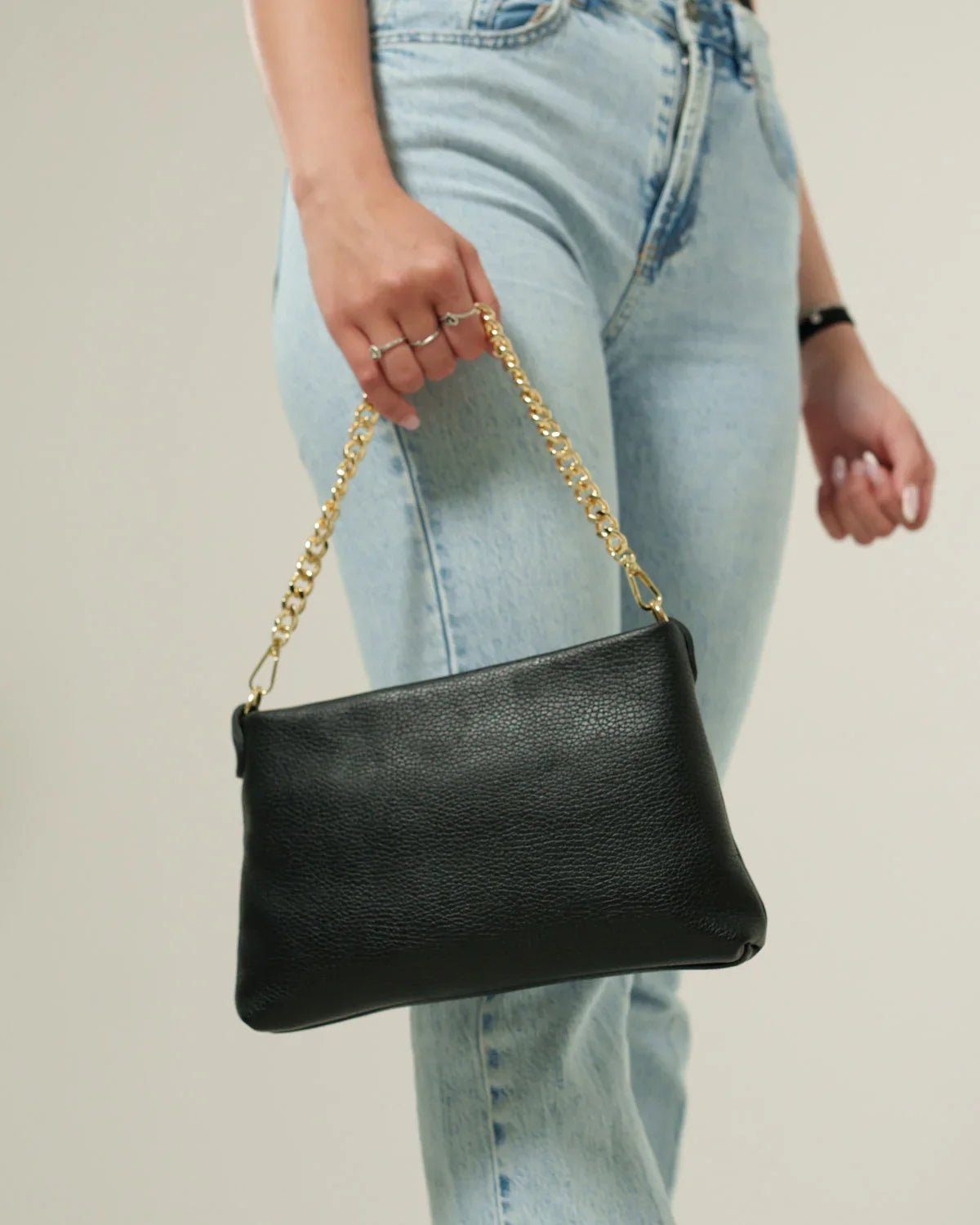 Borsa Donna Alessandra Vera Pelle Nero Pochette - Alidiluna