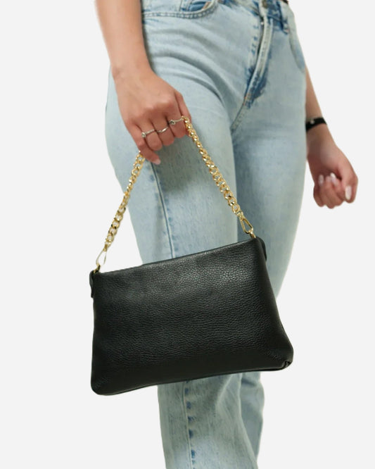 Pochette Alessandra – Vera Pelle Nera | Made in Italy