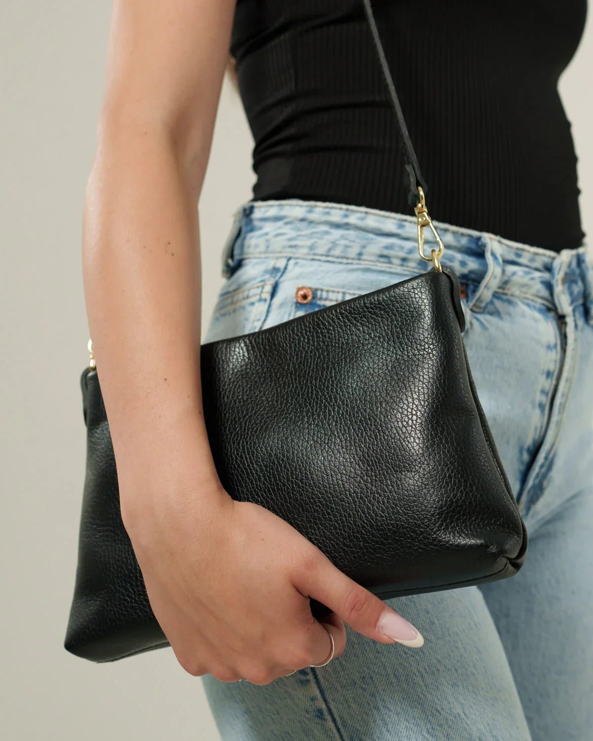 Borsa Donna Alessandra Vera Pelle Nero Pochette - Alidiluna