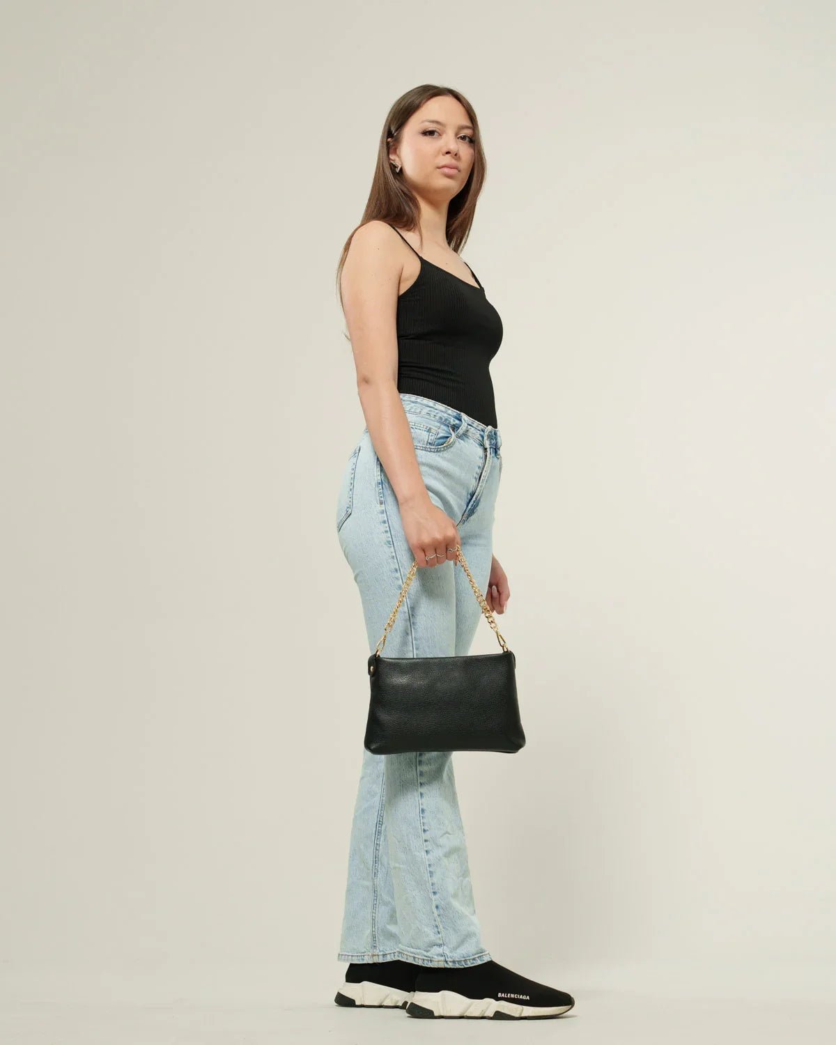 Borsa Donna Alessandra Vera Pelle Nero Pochette - Alidiluna