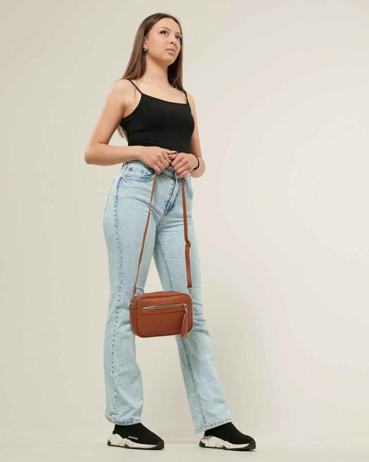 Borsa Donna Alessia Vera Pelle Cognac Compatta - Alidiluna