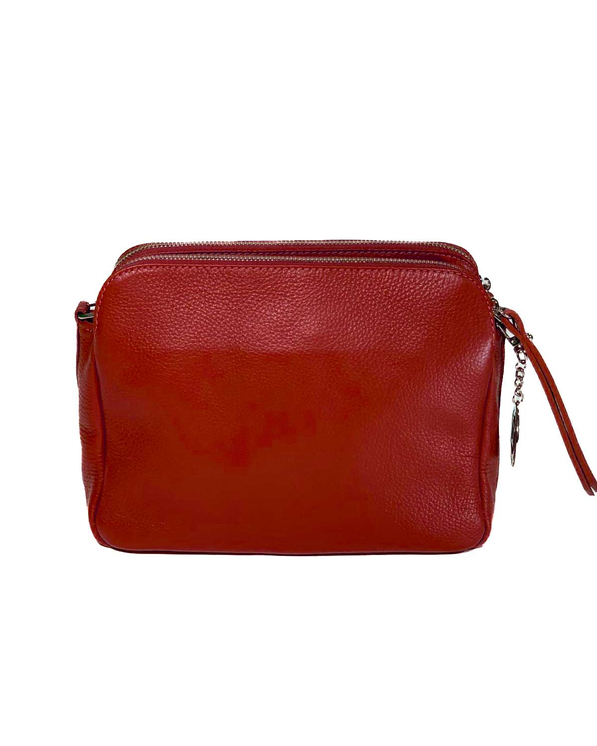 Borsa Donna Edvige Vera Pelle Rosso Doppia Zip Compatta Made in Italy - Alidiluna