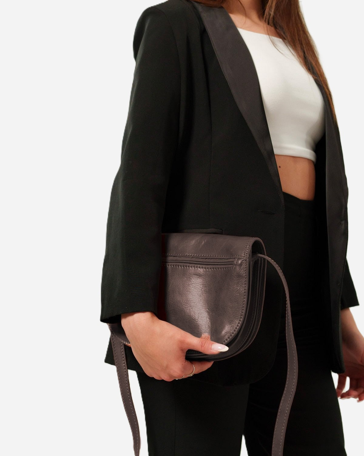 Elena Women's Bag Real Dark Brown Cowhide Leather Practical and Elegant