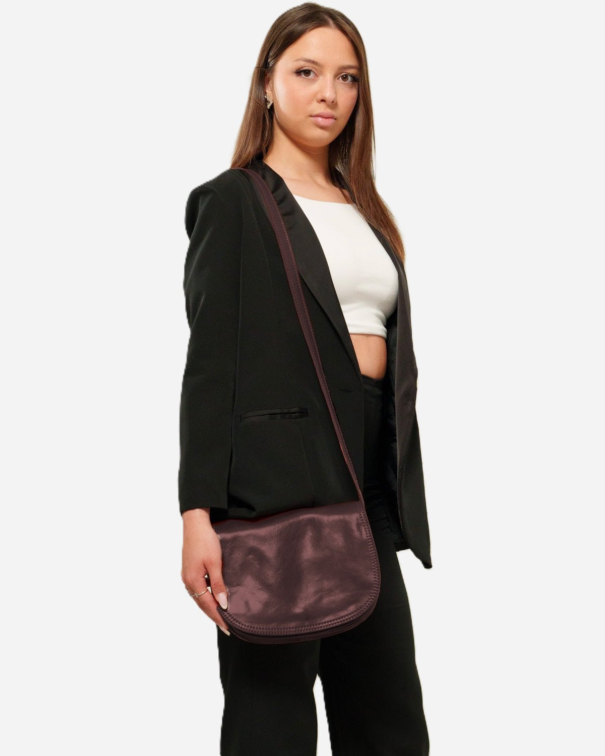 Elena Women's Bag Real Dark Brown Cowhide Leather Practical and Elegant