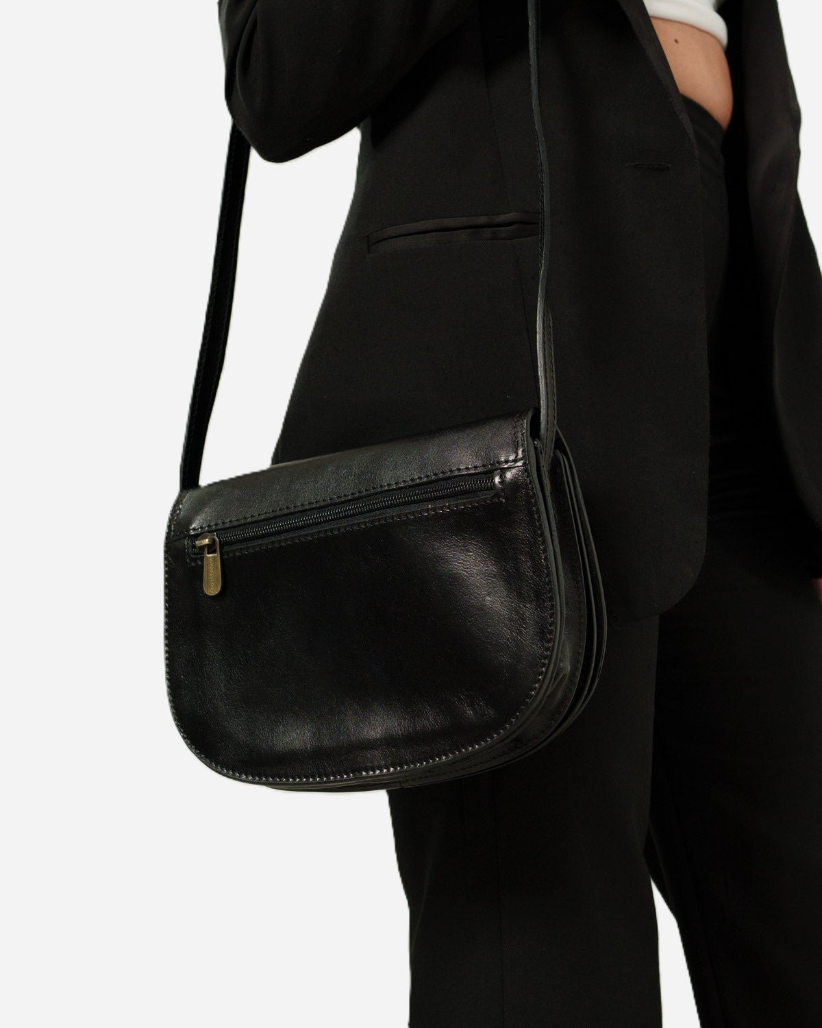 Elena Women's Bag in Real Black Cowhide Leather, Practical and Elegant