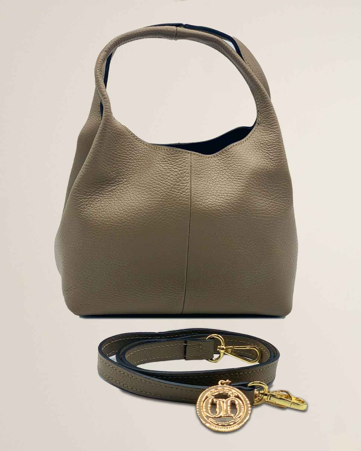 Borsa donna in pelle dollaro Dominique color Fango made in Italy - Alidiluna