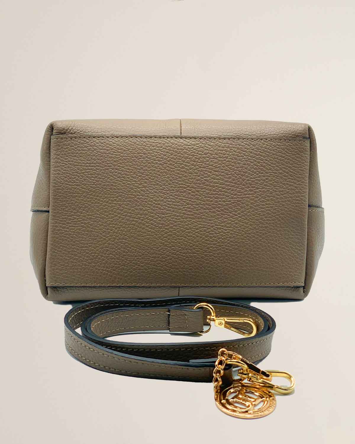 Borsa donna in pelle dollaro Dominique color Fango made in Italy - Alidiluna