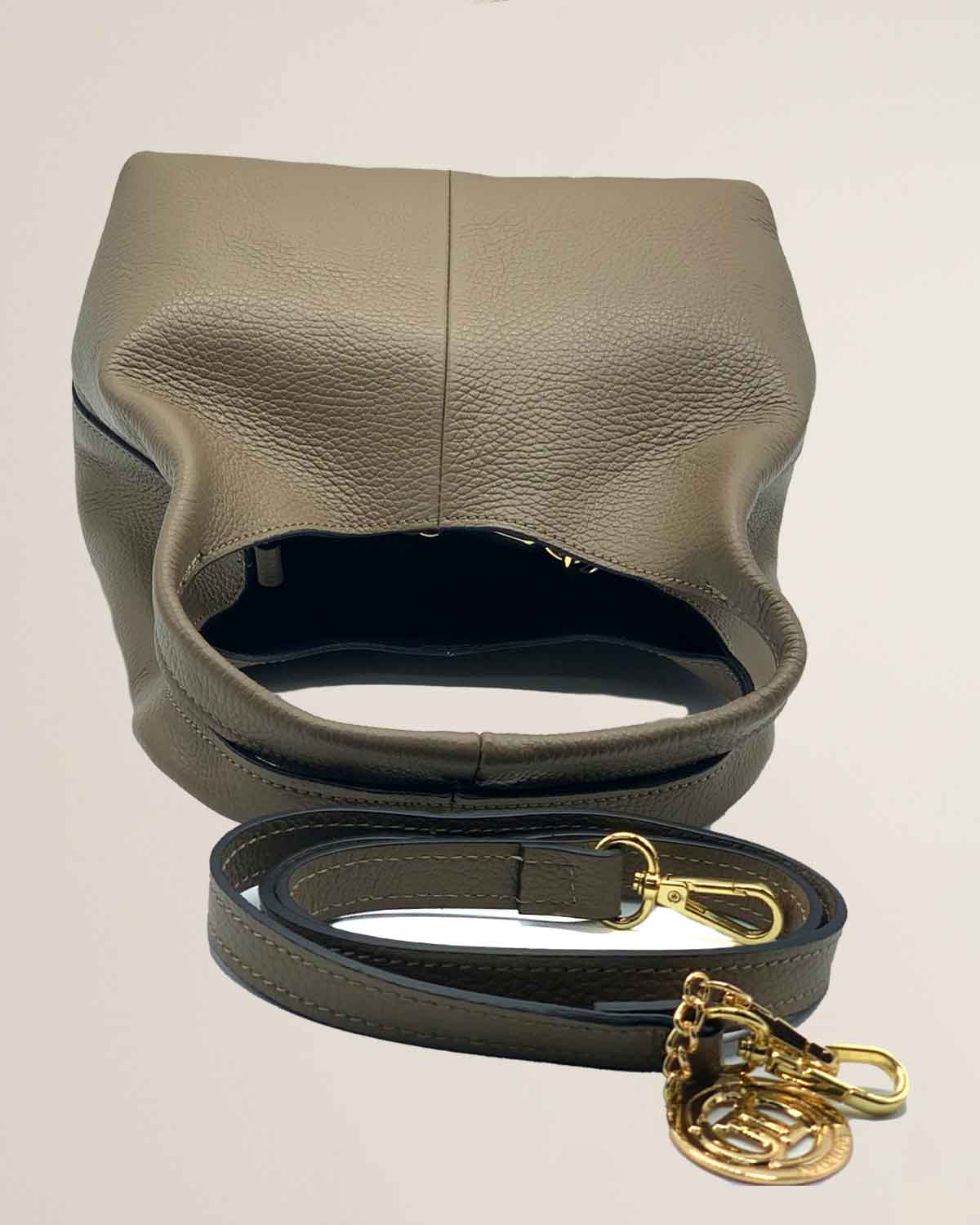 Borsa donna in pelle dollaro Dominique color Fango made in Italy - Alidiluna