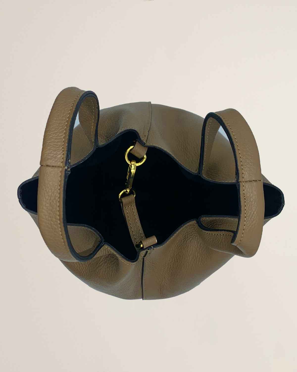 Borsa donna in pelle dollaro Dominique color Fango made in Italy - Alidiluna