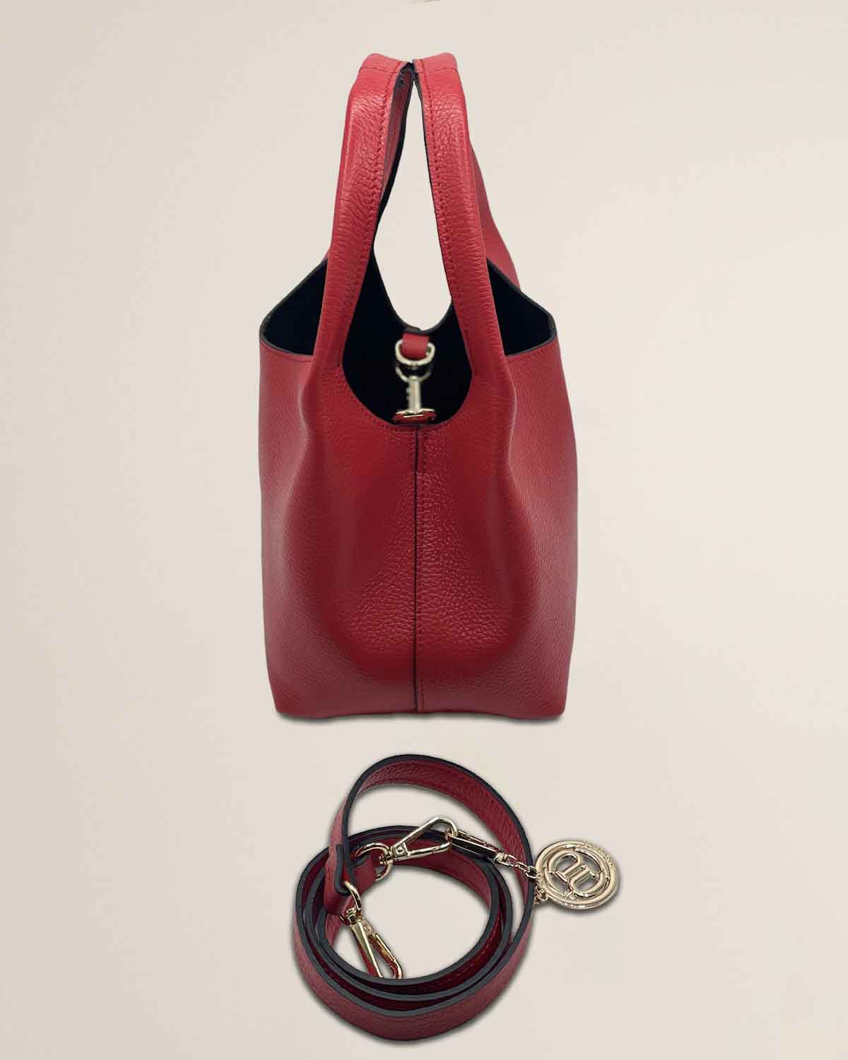Borsa donna in pelle dollaro Dominique color rosso - Alidiluna