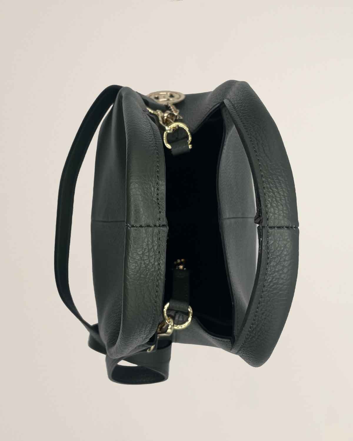 Borsa donna in pelle dollaro Dominique color Verde bottiglia - Alidiluna