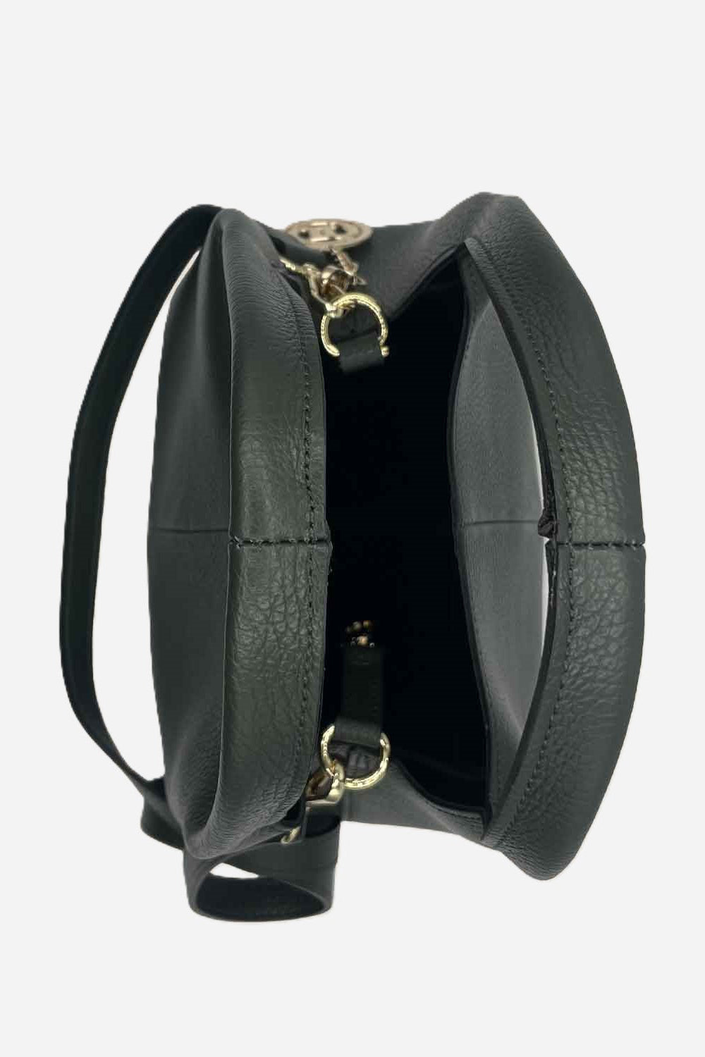 Borsa a Mano Donna Dominique in Pelle Dollaro Verde Bottiglia | Made in Italy