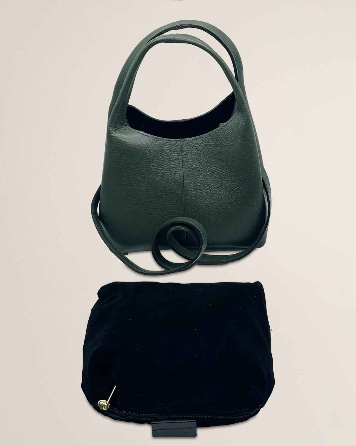 Borsa donna in pelle dollaro Dominique color Verde bottiglia - Alidiluna