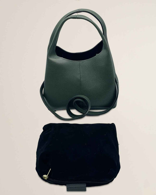 Borsa donna in pelle dollaro Dominique color Verde bottiglia - Alidiluna